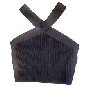 Babaton Aritzia Sculpt Cropped Criss Cross Tank Top  Med. Black Minimalist